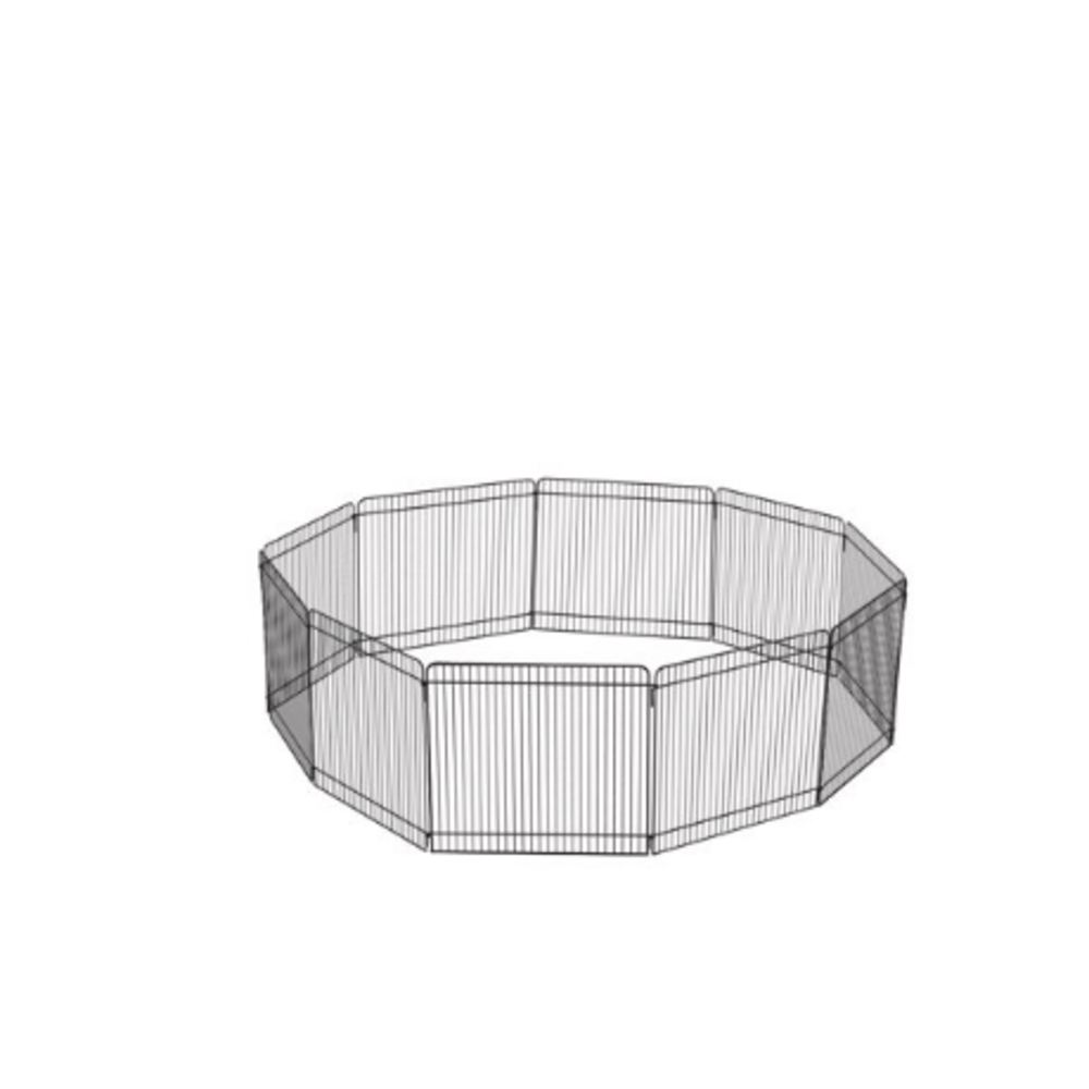 Black Portable Metal Wire Playpen with Mesh Design and Collapsible Structure
